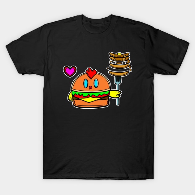 Pancake Breakfast Baby Chick Cheeseburger T-Shirt by MaystarUniverse